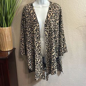 #260 Lime n Chili, leopard print, Boho kimono size large